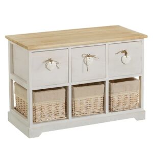 LOLAhome Cajonera beige de madera con 6 cajones de 49x71x32 cm