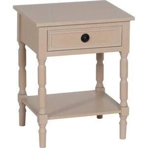 LOLAhome Mesita de noche cabriolé con 1 cajón beige de madera de 48x40x61 cm