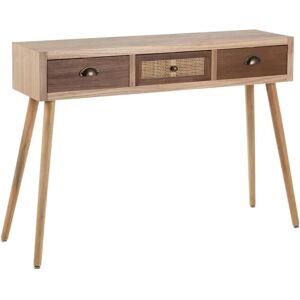 LOLAhome Consola con rejilla natural de madera y rattan de 110x30x78 cm