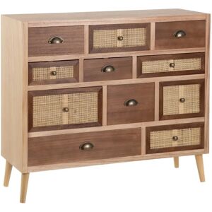 LOLAhome Aparador natural con rejilla de madera y rattan de 106x33x90 cm