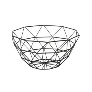 LOLAhome Frutero de cesta geométrico de metal negro de Ø 28x14 cm