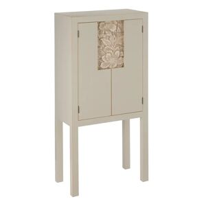 LOLAhome Armario de madera DM beige con flores talladas de 60x30x130cm