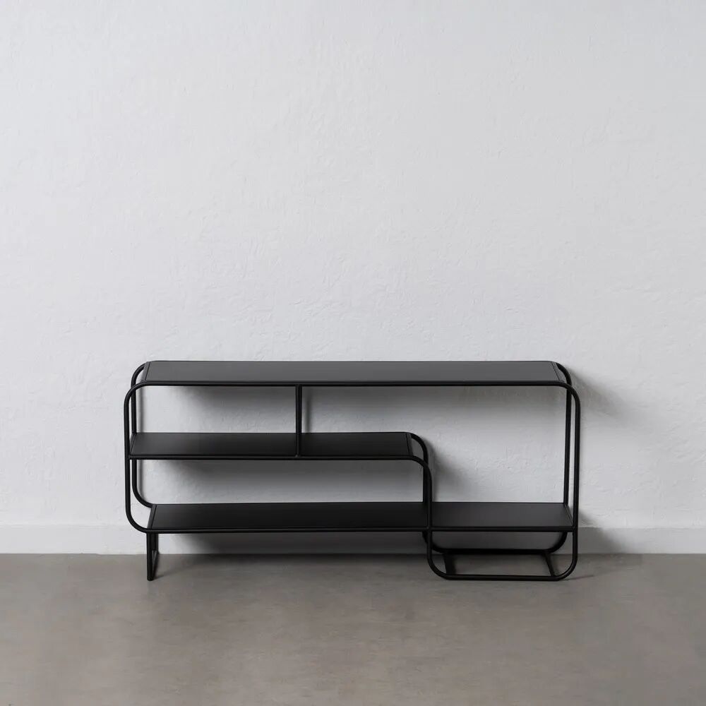 LOLAhome Estantería con diseño redondeado de metal negra de 110x30x50 cm
