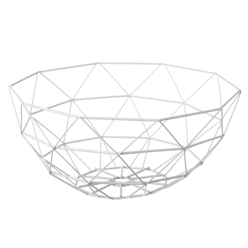 LOLAhome Frutero de cesta geométrico de metal blanco de Ø 35x15 cm