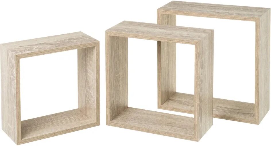 LOLAhome Set de 3 estantes cubo grandes beige