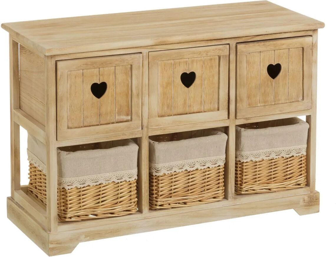 LOLAhome Cajonera beige de madera con 6 cajones de 49x71x32 cm