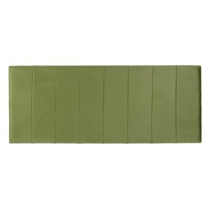 LOLAhome Cabecero tapizado franjas de terciopelo verde para cama de 150 cm