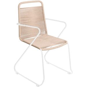 LOLAhome Silla de jardín apilable con brazos Antea de cuerda y acerobeige de 57x65x90 cm