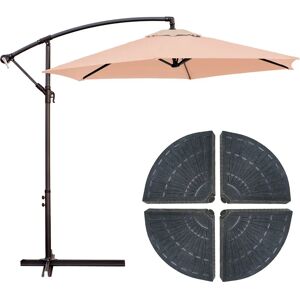 LOLAhome Pack de parasol beige de aluminio de Ø 270 cm y 4 sujeciones