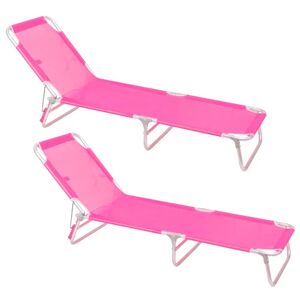 LOLAhome Pack 2 tumbonas playa reclinables de 3 posiciones convertible en cama rosa de aluminio