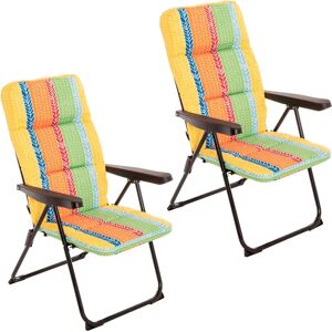 LOLAhome Pack de 2 sillones de playa acolchados de 4 posiciones de acero y tela de rayas multicolor