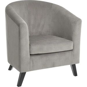 LOLAhome Sillón Club gris de terciopelo y madera de 70x72x80 cm