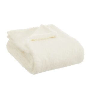 LOLAhome Manta blanca para sofá con pelo largo de tela de borreguitode 130x170 cm