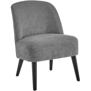 LOLAhome Sillón gris oscuro butaca de chenilla y madera tapizado de 52x58x71 cm