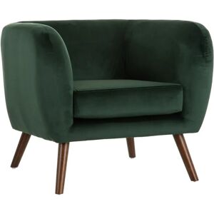 LOLAhome Sillón verde oscuro tapizado de terciopelo y madera de 81x73x70 cm