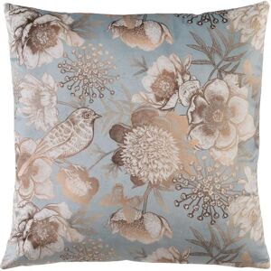 LOLAhome Cojín floral azul de terciopelo de 45x45 cm. con relleno