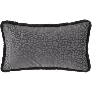 LOLAhome Cojín rectangular leopardo gris de terciopelo de 50x30 cm con relleno