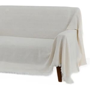 LOLAhome Cubre sofá blanco de algodón y poliéster de 290x180 cm