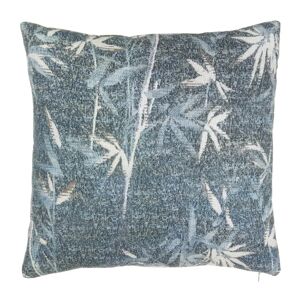 LOLAhome Cojín hojas azul de algodón de 45x45 cm con relleno