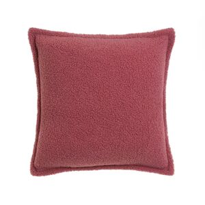LOLAhome Cojín liso rosa de tela de borreguito de 45x45 cm con relleno