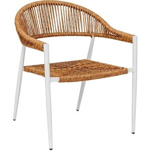 LOLAhome Sillón de jardín Neska de cuerdas de rattan sintético y aluminio blanco