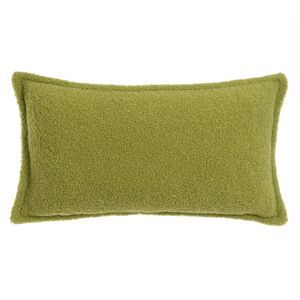 LOLAhome Cojín liso verde de tela de borreguito de 50x30 cm con relleno