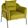 LOLAhome Sillón verde tapizado de tela y metal con cojín