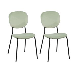 LOLAhome Set de 2 sillas de comedor tapizadas de terciopelo verde de 45x53x82 cm