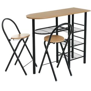 LOLAhome Set de mesa alta con 2 taburetes de metal y MDF negro