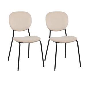 LOLAhome Set de 2 sillas de comedor tapizadas de terciopelo beige de 45x53x82 cm