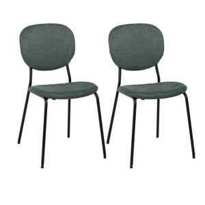 LOLAhome Set de 2 sillas de comedor tapizadas de tela de chenilla verde de 45x53x82 cm