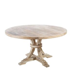 LOLAhome Mesa de comedor redonda para 6 personas de madera de mango natural clara de Ø 150x76 cm