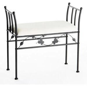 LOLAhome Banqueta pie de cama de metal negra de 64x68x30 cm