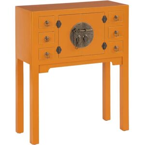 LOLAhome Consola de 6 cajones y 1 puerta naranja de madera DM de 63x26x80 cm