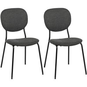 LOLAhome Set de 2 sillas de comedor tapizadas de tela de chenilla negra de 45x53x82 cm