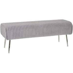 LOLAhome Banqueta pie de cama de tela y metal gris de 129x45x48 cm