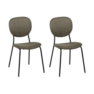 LOLAhome Set de 2 sillas de comedor tapizadas de polipiel verde de 45x53x82 cm
