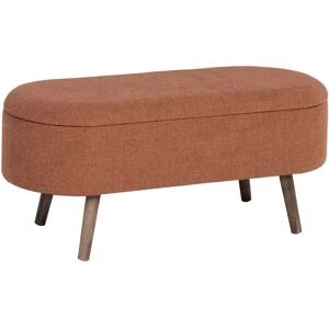 LOLAhome Banqueta baúl tapizada de madera y tela teja de 100x40x43 cm