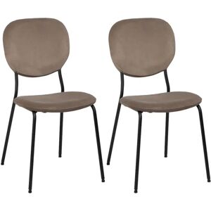 LOLAhome Set de 2 sillas de comedor tapizadas de terciopelo taupe de 45x53x82 cm