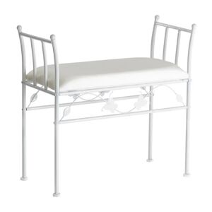 LOLAhome Banqueta pie de cama de metal blanca de 64x68x30 cm