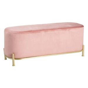 LOLAhome Banqueta pie de cama de terciopelo y metal rosa de 104x39x42 cm