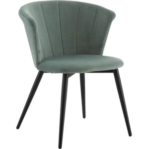 LOLAhome Silla de comedor tapizada verde menta de terciopelo y metal de 59x49x74 cm