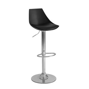 LOLAhome Taburete alto con pie de metal cromado con asiento negro