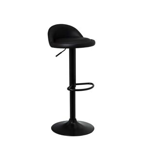 LOLAhome Taburete alto con pie de metal negro con asiento negro