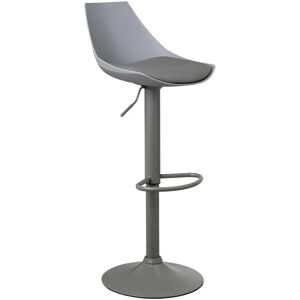 LOLAhome Taburete alto con pie de metal gris con asiento gris