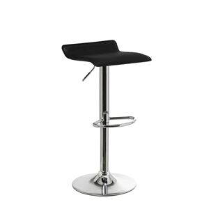 LOLAhome Taburete alto con pie de metal cromado con asiento negro