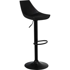 LOLAhome Taburete alto con pie de metal negro con asiento negro