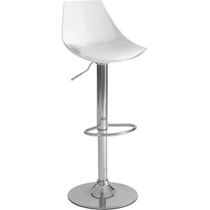 LOLAhome Taburete alto con pie de metal cromado con asiento blanco