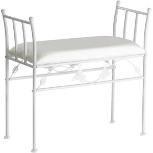 LOLAhome Banqueta pie de cama de metal blanca de 64x68x30 cm