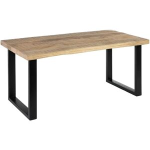 LOLAhome Mesa de comedor para 8 personas de madera de mango natural y negro de 160x80x76 cm